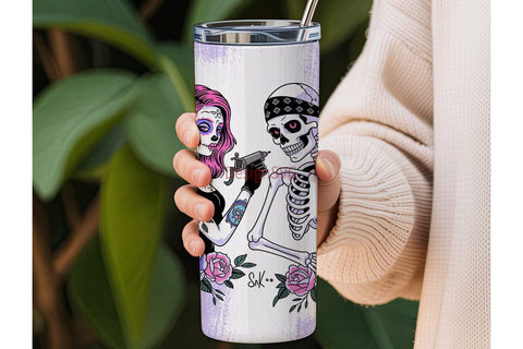 Sugar Skull Tattoo Tumbler Wrap Sublimation DesignSVG 
