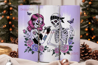 Sugar Skull Tattoo Tumbler Wrap Sublimation DesignSVG 