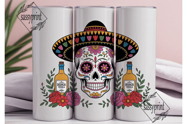 Sugar Skull Tequila Tumbler Wrap Sublimation sassyprint 