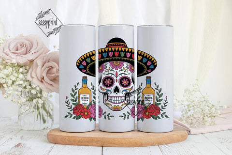 Sugar Skull Tequila Tumbler Wrap Sublimation sassyprint 