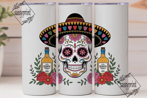 Sugar Skull Tequila Tumbler Wrap Sublimation sassyprint 
