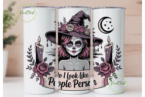 Sugar Skull Witch 20oz Tumbler Wrap Sublimation PixelChick 