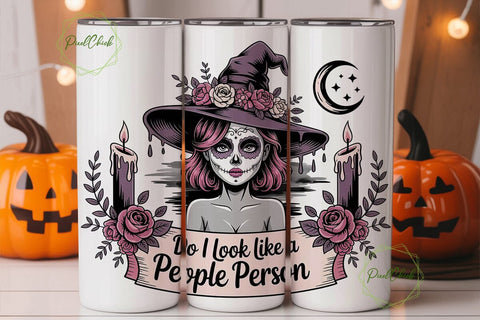Sugar Skull Witch 20oz Tumbler Wrap Sublimation PixelChick 