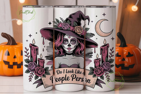 Sugar Skull Witch 20oz Tumbler Wrap Sublimation PixelChick 