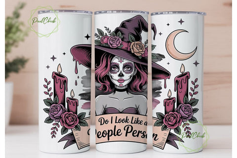 Sugar Skull Witch 20oz Tumbler Wrap Sublimation PixelChick 