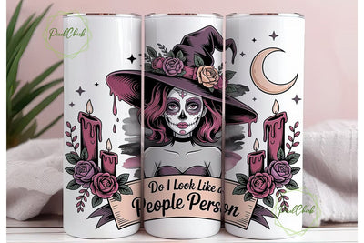 Sugar Skull Witch 20oz Tumbler Wrap Sublimation PixelChick 