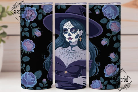 Sugar Skull Witch 20oz Tumbler Wrap Sublimation sassyprint 