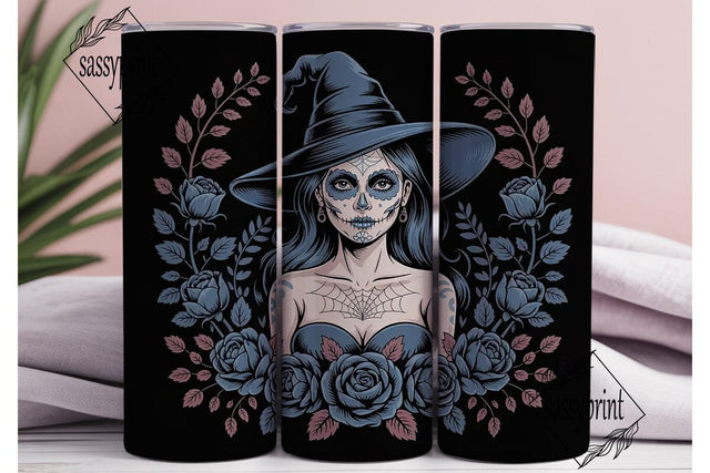 Sugar Skull Witch 20oz Tumbler Wrap Sublimation sassyprint 