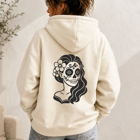 Sugar Skull Woman Machine Embroidery Design – Day of the Dead Floral Girl Embroidery File Embroidery/Applique DESIGNS PatternFeed8 