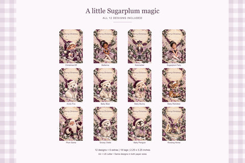 Sugarplum Christmas Gift Tags Printable Sublimation BijouBay 