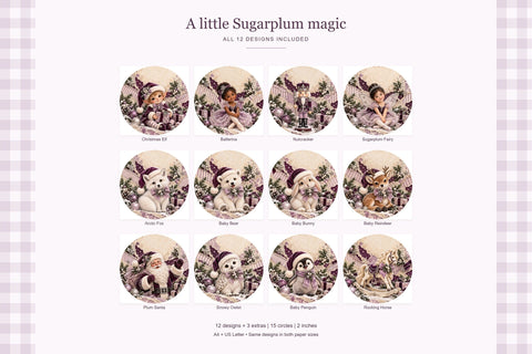 Sugarplum Christmas Round Stickers Sublimation BijouBay 