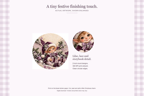 Sugarplum Christmas Round Stickers Sublimation BijouBay 