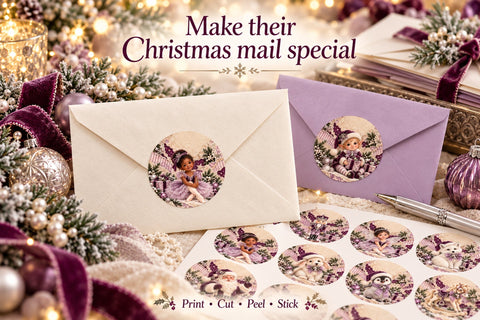 Sugarplum Christmas Round Stickers Sublimation BijouBay 