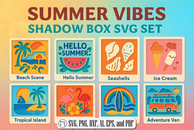 Summer 3-Layer Shadow Box SVG Bundle SVG MD JOYNAL ABDIN 