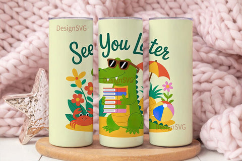 Summer Alligator 20oz Tumbler Wrap Sublimation DesignSVG 