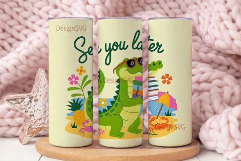 Summer Alligator 20oz Tumbler Wrap Sublimation DesignSVG 