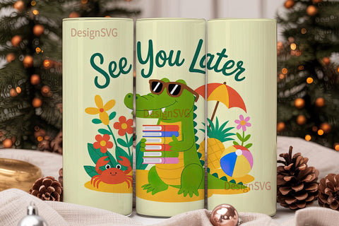 Summer Alligator 20oz Tumbler Wrap Sublimation DesignSVG 