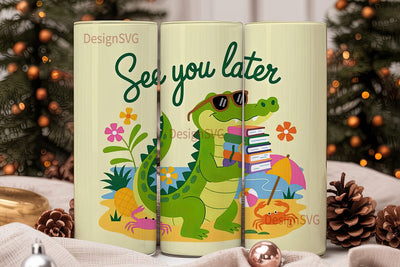 Summer Alligator 20oz Tumbler Wrap Sublimation DesignSVG 