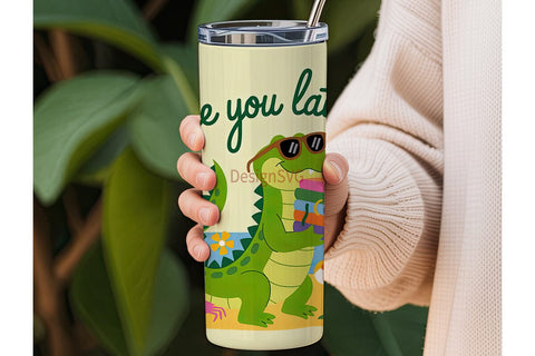 Summer Alligator 20oz Tumbler Wrap Sublimation DesignSVG 