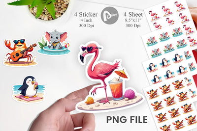 Summer Animals Sticker Sublimation artnoy 