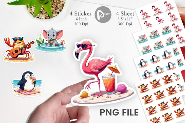 Summer Animals Sticker Sublimation artnoy 