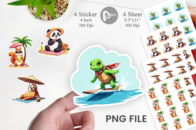 Summer Animals Sticker Sublimation artnoy 