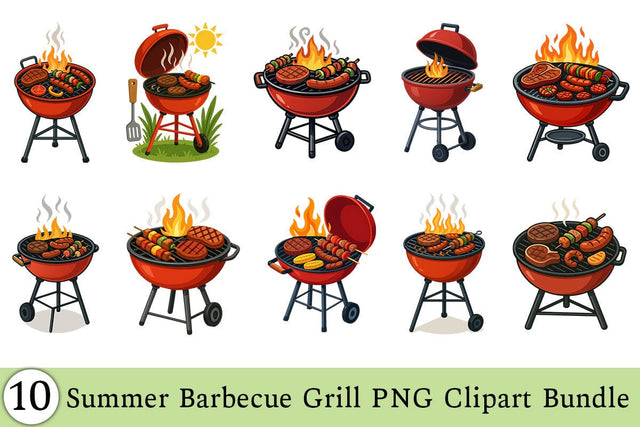 Summer Barbecue Grill PNG Clipart Bundle Printable File Sublimation Creativedesigntee 