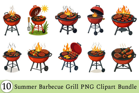 Summer Barbecue Grill PNG Clipart Bundle Printable File Sublimation Creativedesigntee 
