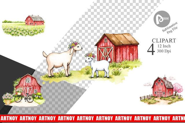 Summer Barn Clipart Sublimation artnoy 