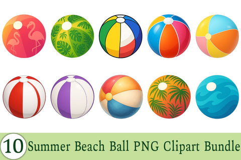 Summer Beach Ball PNG Clipart Bundle Printable File Sublimation Creativedesigntee 