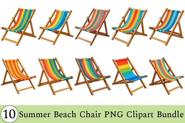 Summer Beach Chair PNG Clipart Bundle Printable File Sublimation Creativedesigntee 