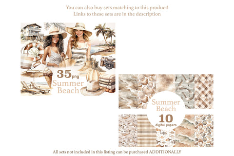 Summer Beach Clipart Bundle | Vacation Graphics Set SVG GlamArtZhanna 