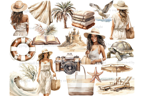 Summer Beach Clipart Bundle | Vacation Graphics Set SVG GlamArtZhanna 
