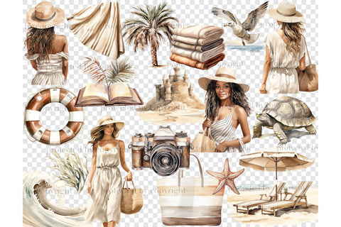 Summer Beach Clipart Bundle | Vacation Graphics Set SVG GlamArtZhanna 