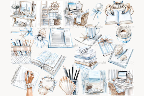 Summer Beach Clipart Collection | Planner Girl PNG SVG GlamArtZhanna 