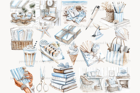 Summer Beach Clipart Collection | Planner Girl PNG SVG GlamArtZhanna 