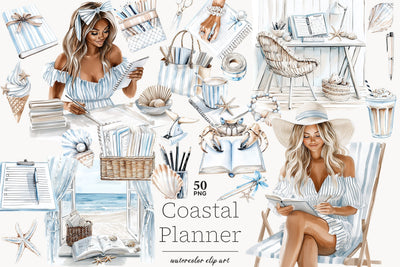 Summer Beach Clipart Collection | Planner Girl PNG SVG GlamArtZhanna 