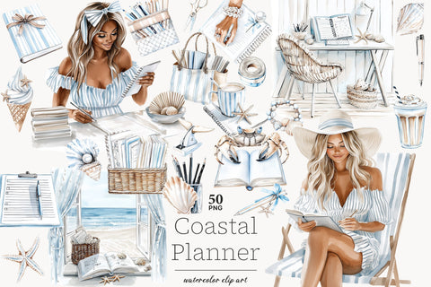 Summer Beach Clipart Collection | Planner Girl PNG SVG GlamArtZhanna 
