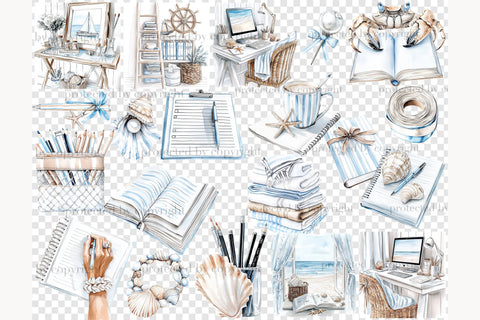 Summer Beach Clipart Collection | Planner Girl PNG SVG GlamArtZhanna 