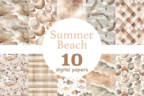 Summer Beach Digital Papers | Ocean Seamless Pattern Digital Pattern GlamArtZhanna 