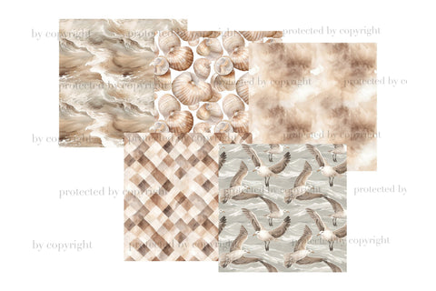 Summer Beach Digital Papers | Ocean Seamless Pattern Digital Pattern GlamArtZhanna 