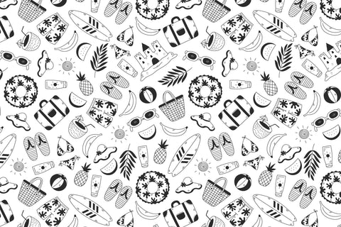 Summer Beach Doodle Seamless Pattern JPG PNG EPS Digital Pattern Rin Green 