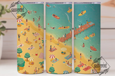 Summer Beach Fun 20oz Tumbler Wrap Sublimation sassyprint 