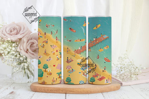 Summer Beach Fun 20oz Tumbler Wrap Sublimation sassyprint 