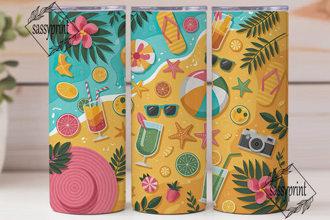 Summer Beach Fun 20oz Tumbler Wrap Sublimation sassyprint 