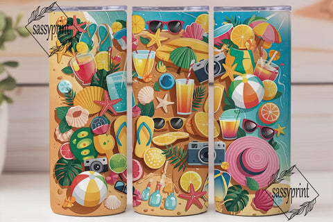 Summer Beach Fun 20oz Tumbler Wrap Sublimation sassyprint 