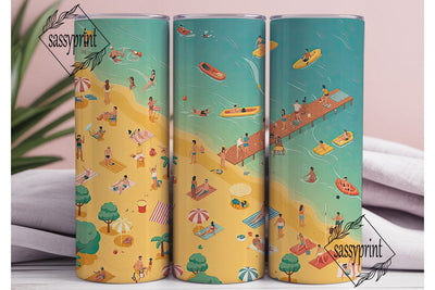 Summer Beach Fun 20oz Tumbler Wrap Sublimation sassyprint 