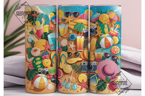 Summer Beach Fun 20oz Tumbler Wrap Sublimation sassyprint 
