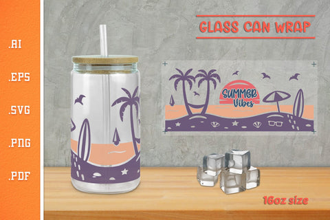 Summer Beach Glass Can Wrap 16Oz SVG SVG Slim Studio 