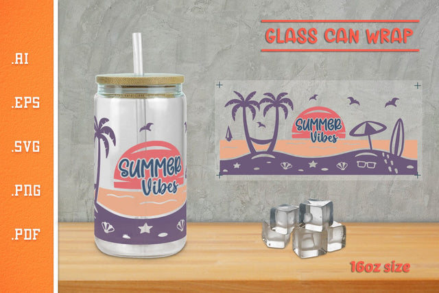 Summer Beach Glass Can Wrap 16Oz SVG SVG Slim Studio 